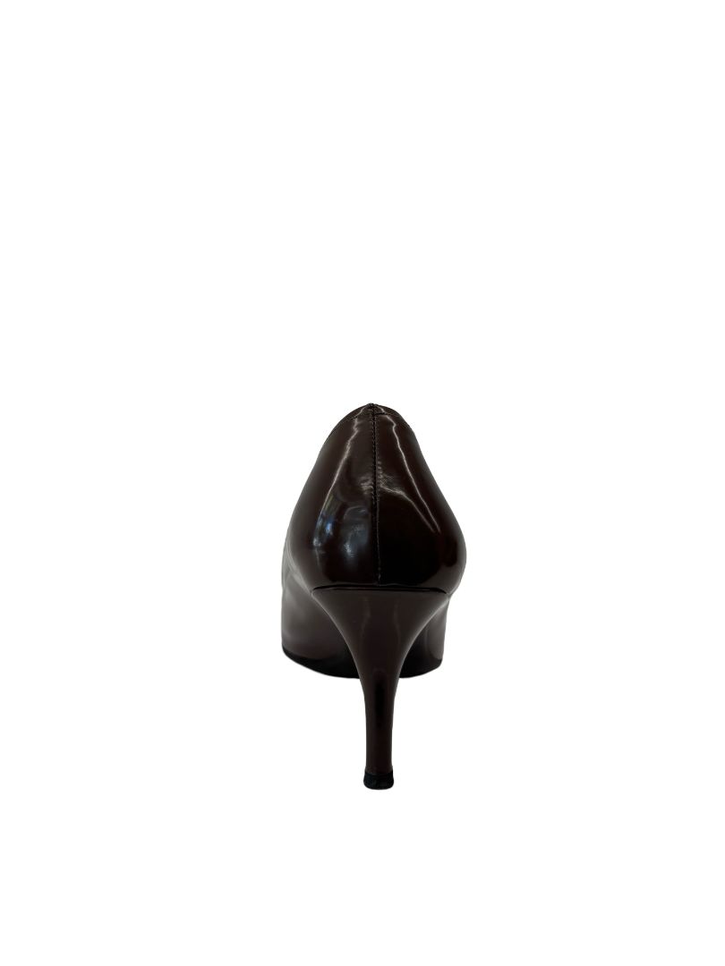 Prada Brown Pointed Toe Patent Heel. Size: 39.5