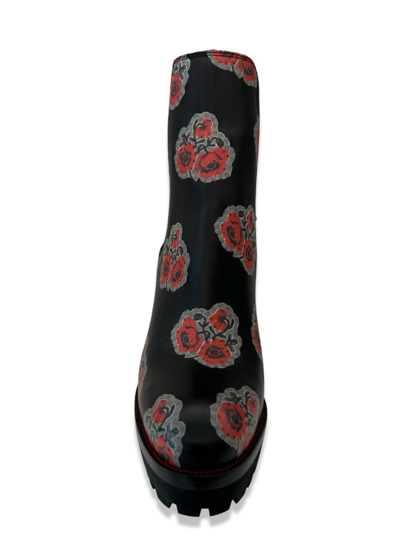 Alexander McQueen Black Poppy Heeled Low Boots. Size: 35