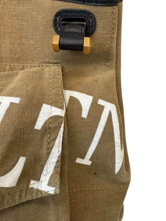 Valentino Garavani Black / Khaki Calfskin & Canvas Handbag.