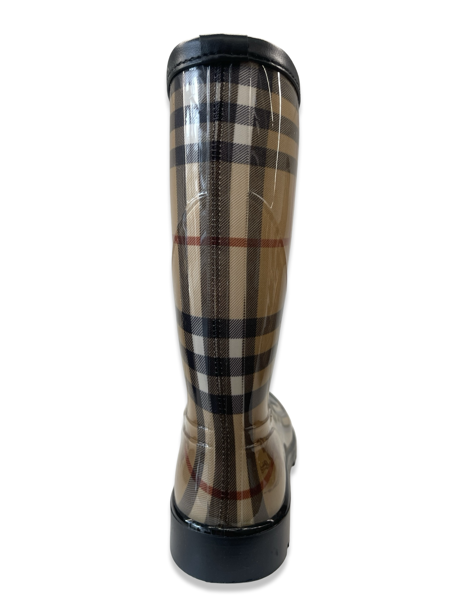 Burberry Tan Check 'Haymarket' Rain Boot. Size: 38