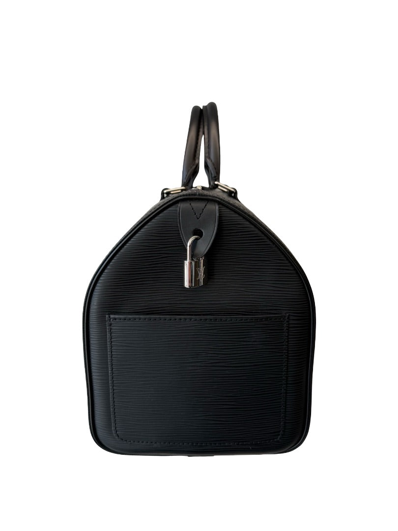 Louis Vuitton Black Epi Leather 35 Speedy Handbag.