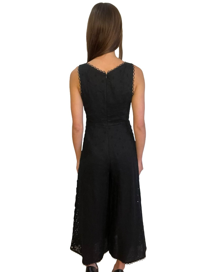 Zimmermann Black Linen Embroidery Jumpsuit. Size: 1