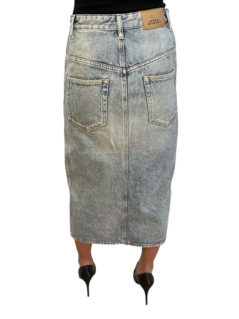 Isabel Etoile Marant Light Wash Denim Button Skirt. Size: 38
