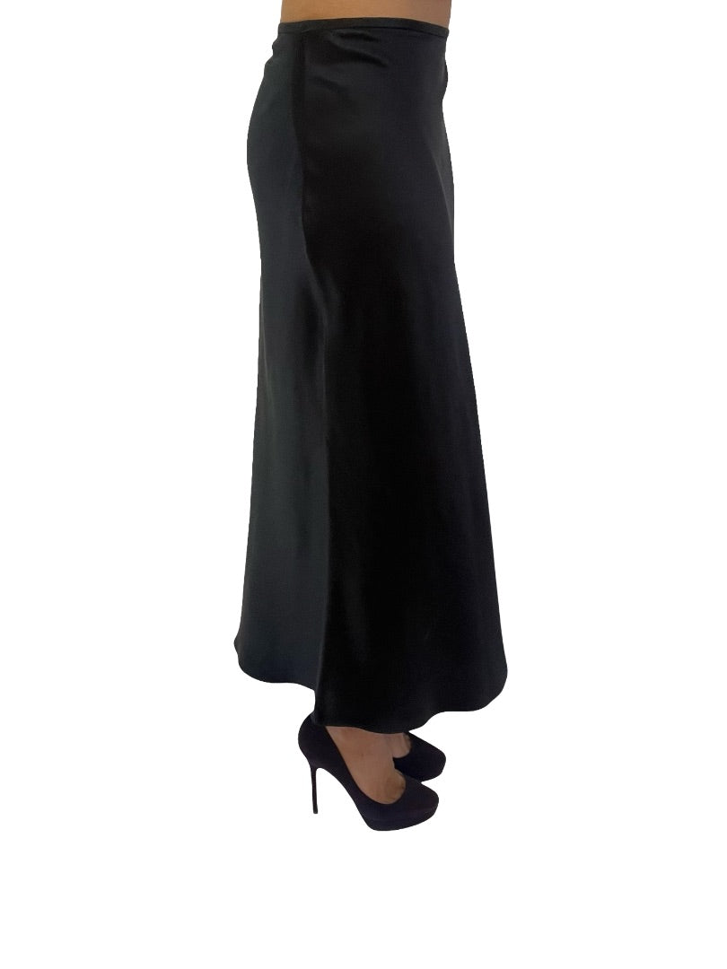 Ginia Black Silk Skirt. Size: S