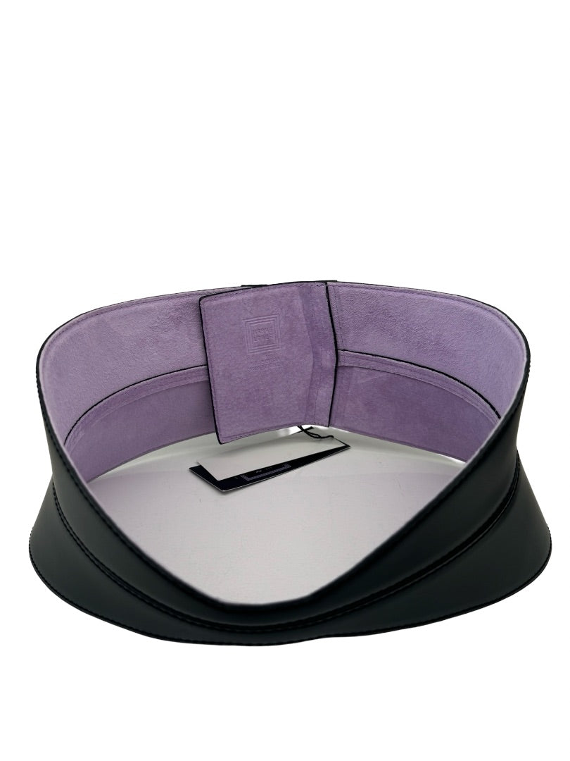 Herve Leger Black Leather Waist Belt with Buckles. Size: S