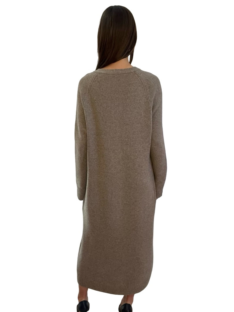 Cashmerism Brown Merino / Yak Wool Long Sleeve Dress. Size: S