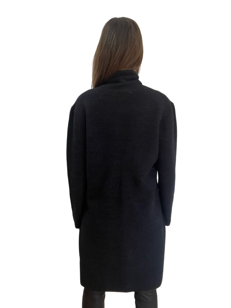 Dion Lee Black Wool Mock Neck Long Dress w Circular Cut-Out. Size: 10