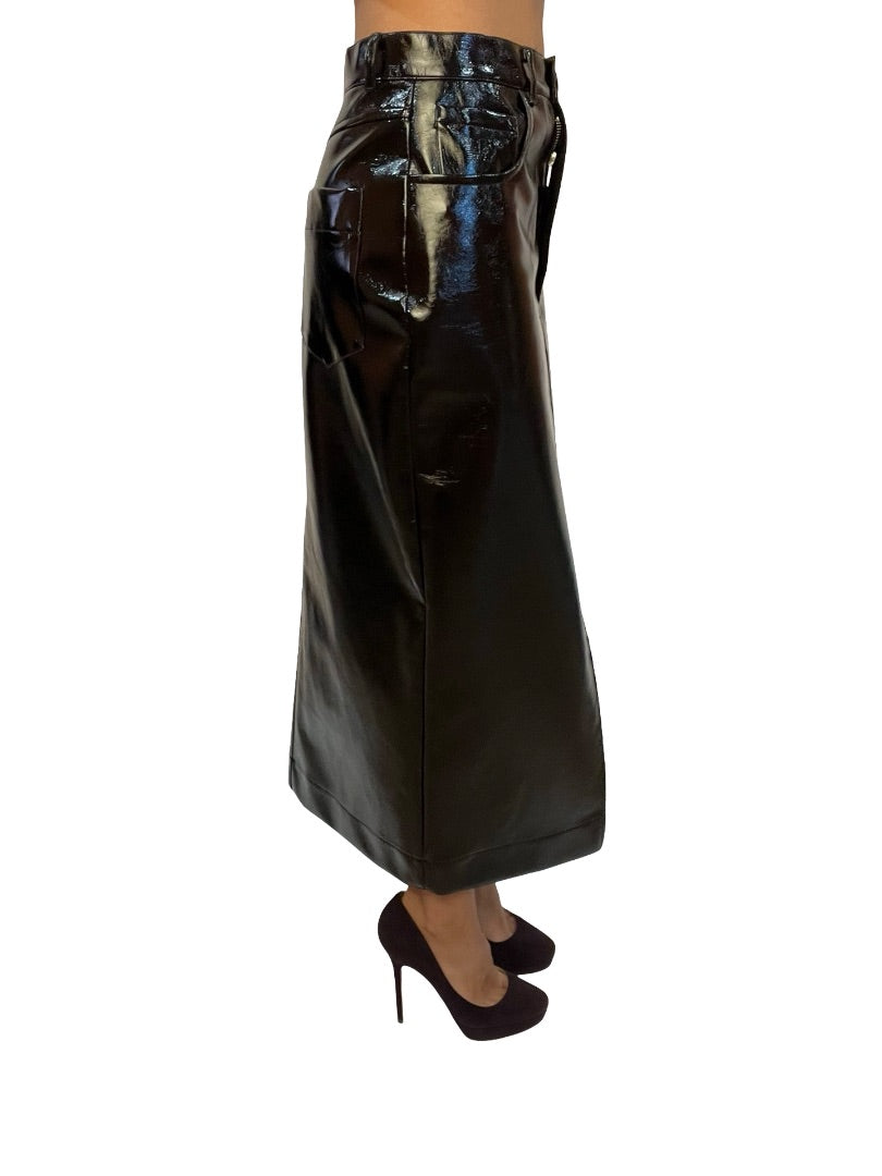 O.P On Parks Black Vinyl Skirt. Size: 8