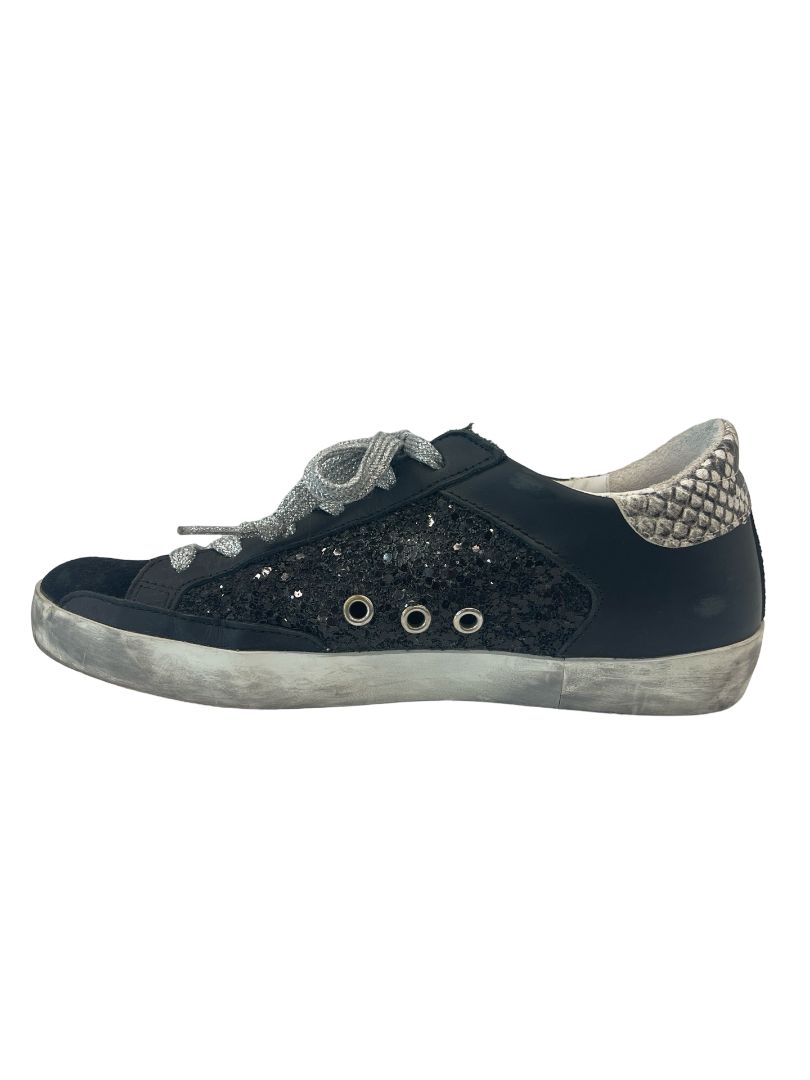 Golden Goose Black Super-Star Sneakers. Size: 36