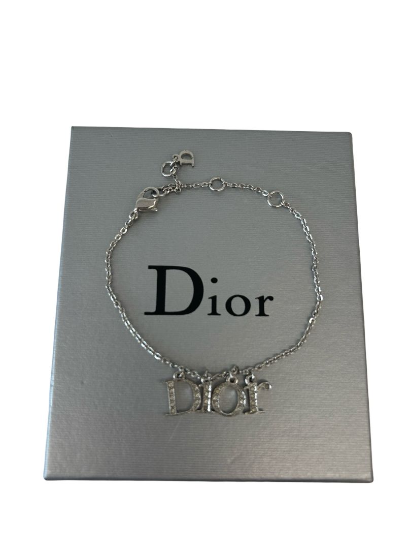 Dior Silver Chain CD Rhinestone Bracelet