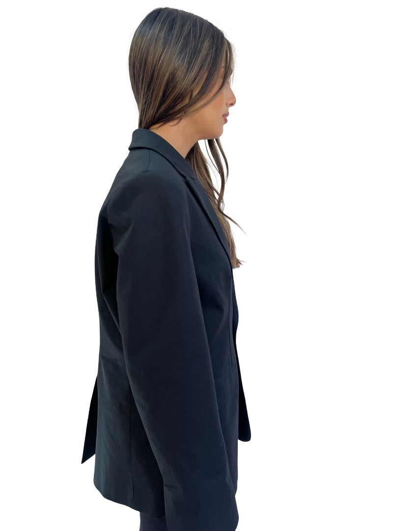 Bassike Black Cotton Blazer. Size: 10