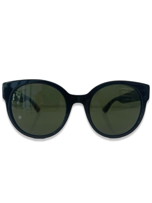 Gucci Black Sunglasses w/ Gucci Stripe.