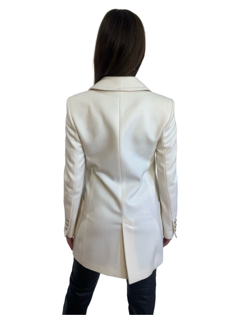 Chanel Cream Wool CC Button Double Breasted Coat. Size: 36