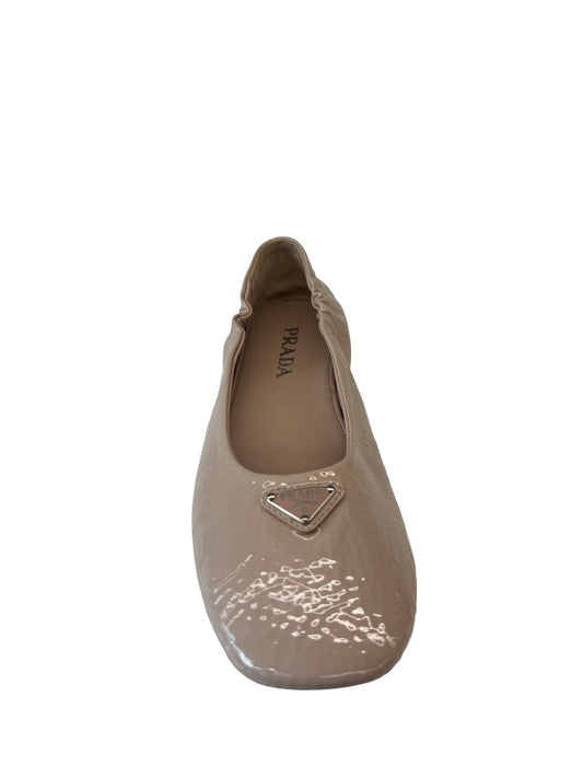 Prada Beige Patent Leather Ballerina Flats. Size: 37