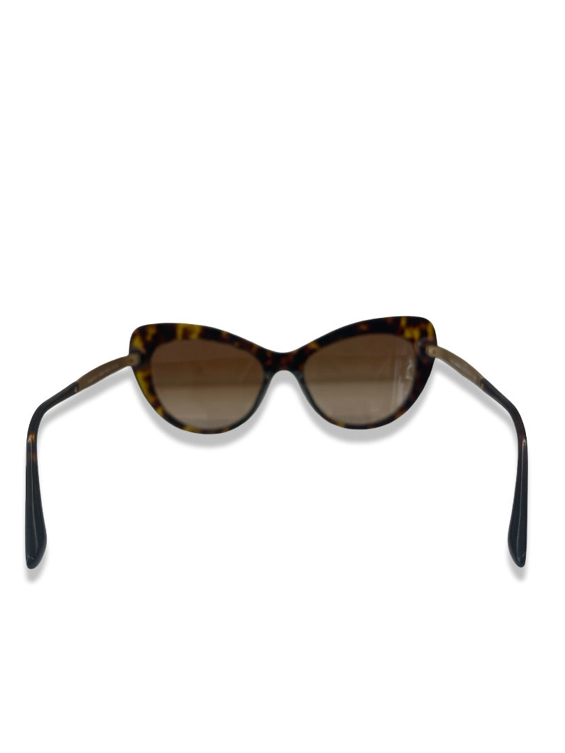 Dolce & Gabbana Brown Tortoiseshell Cat Eye Sunglasses.