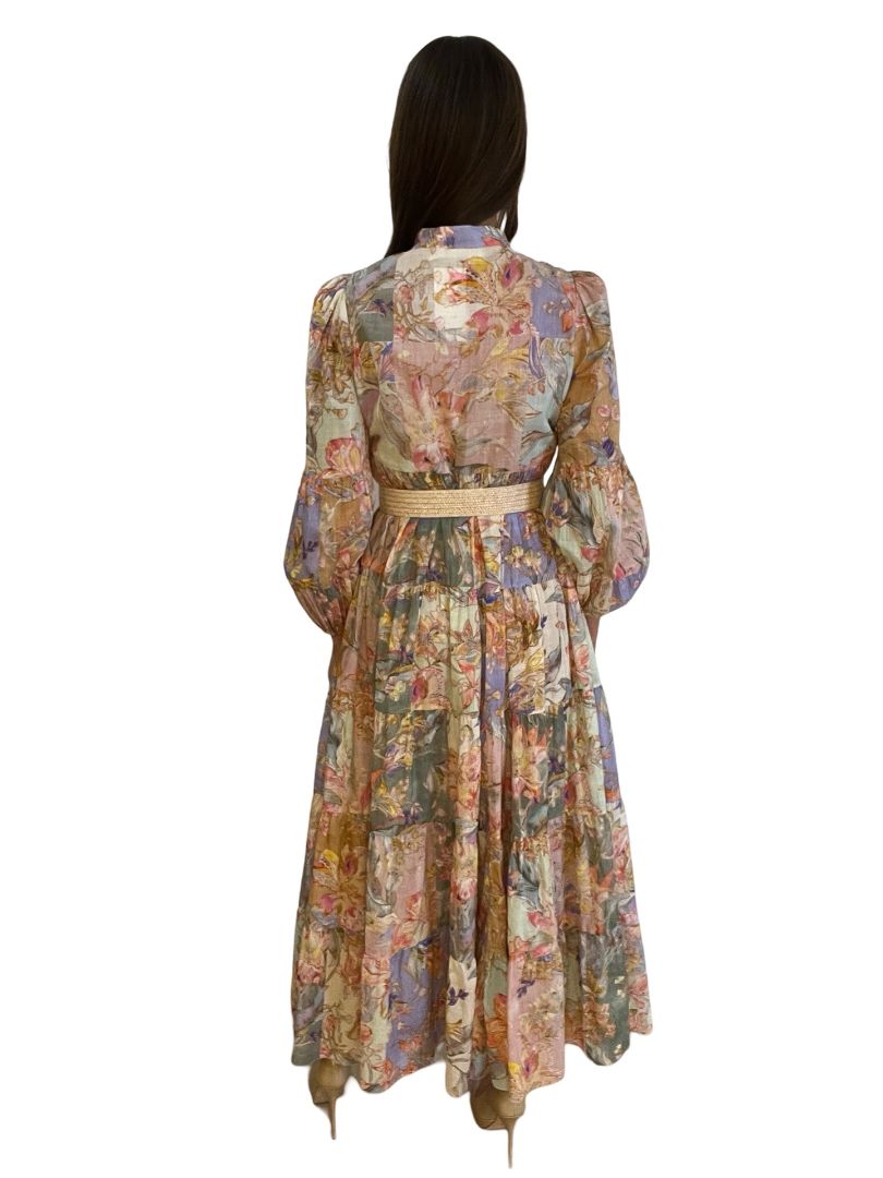 Zimmermann Multi Long Sleeve Button Down Maxi Dress. Size: 1