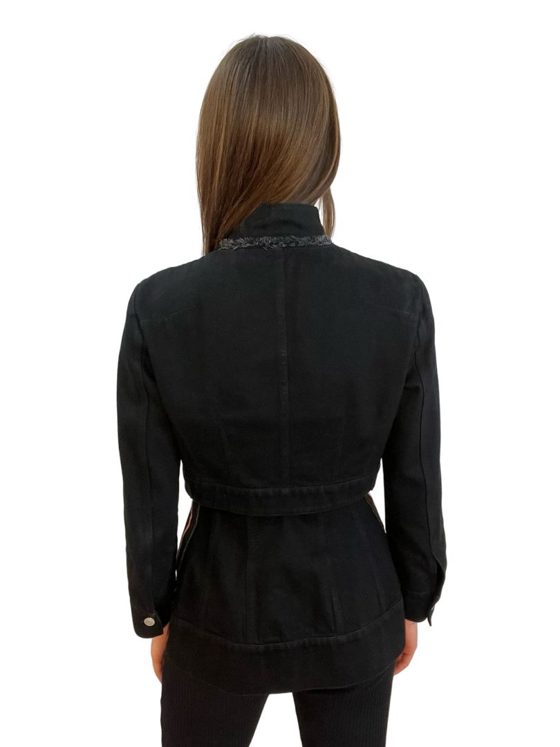 Alexander McQueen Black Denim Double Jacket. Size: 44