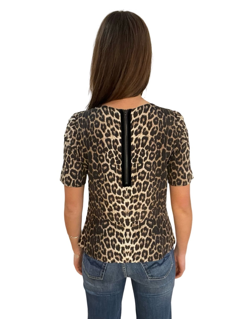 Gerard Darel Leopard Print Baby Tee. Size: 38