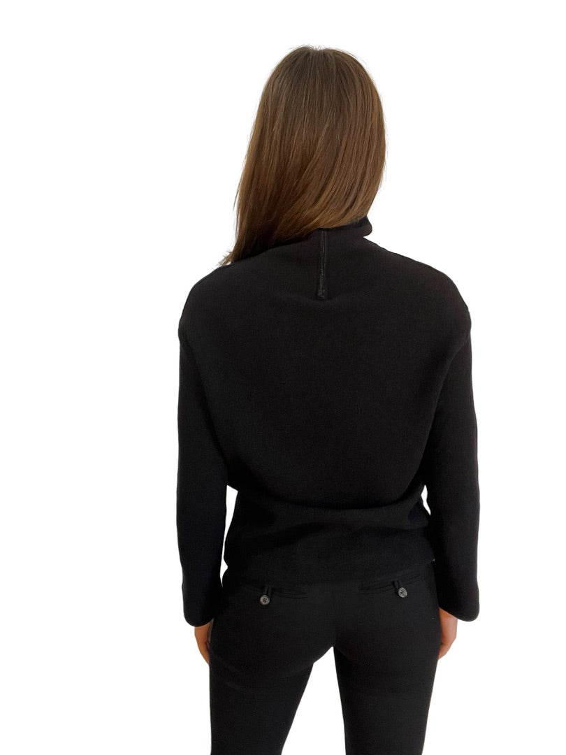 Scanlan Theodore Black Wool Oversized Turtleneck Top. Size: S-M