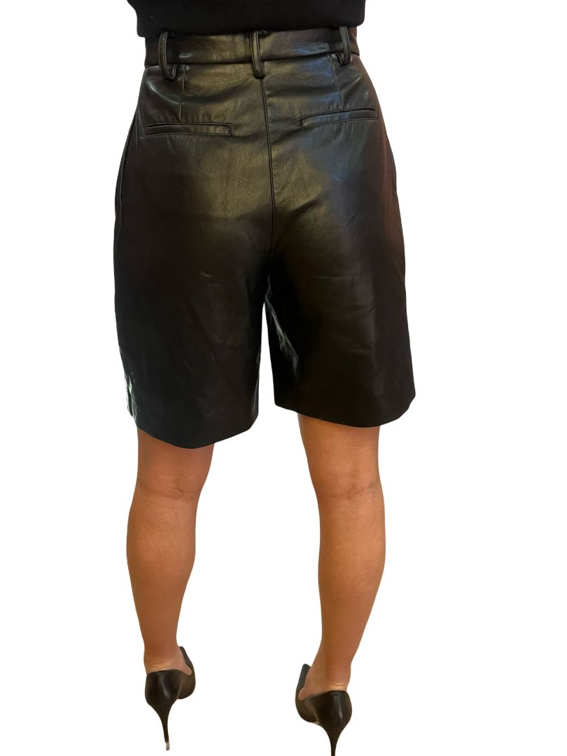 Wilfred Black Faux Leather Long Shorts Size: 27