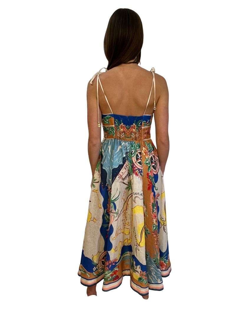 Zimmermann Multicolour 'Nautical Map Dress'. Size: 1