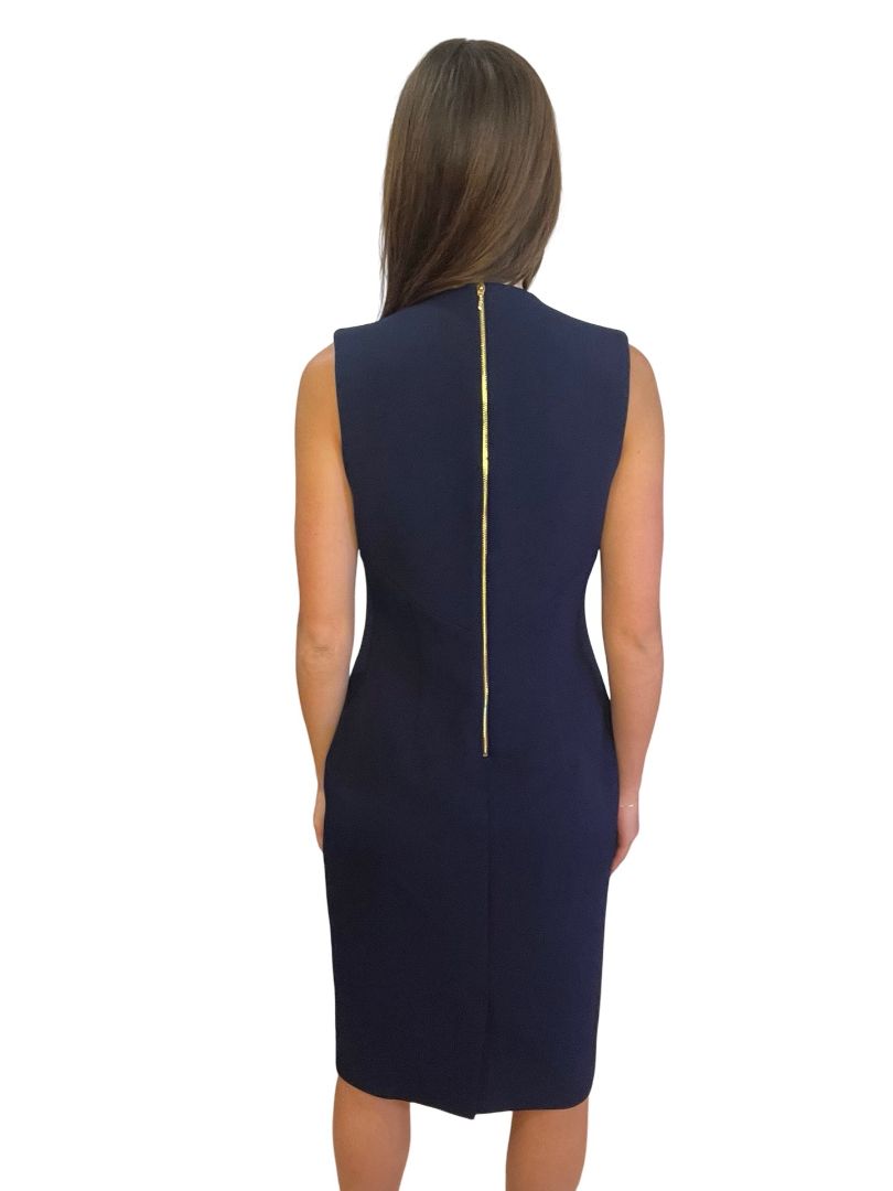 Rebecca Vallance Navy V-Neck Sleeveless Dress. Size: 12