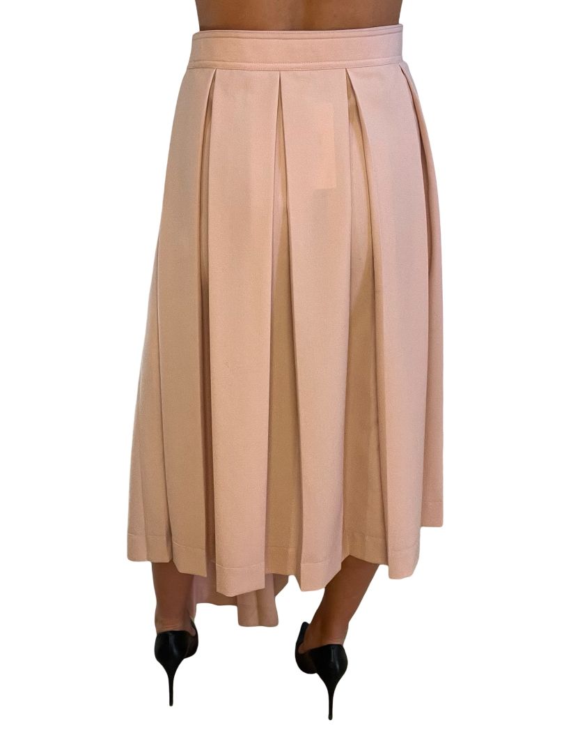 Celine Pink Asymmetric Pleated Skirt. Size: 36