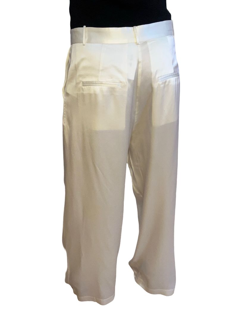 Michael Lo Sordo Cream 'Relaxed Silk Boy Pants'. Size: 14