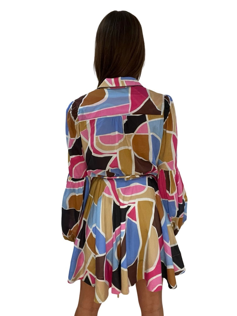 Rebecca Vallance Multi-Colour Le Reve Long Sleeve Dress. Size: 10