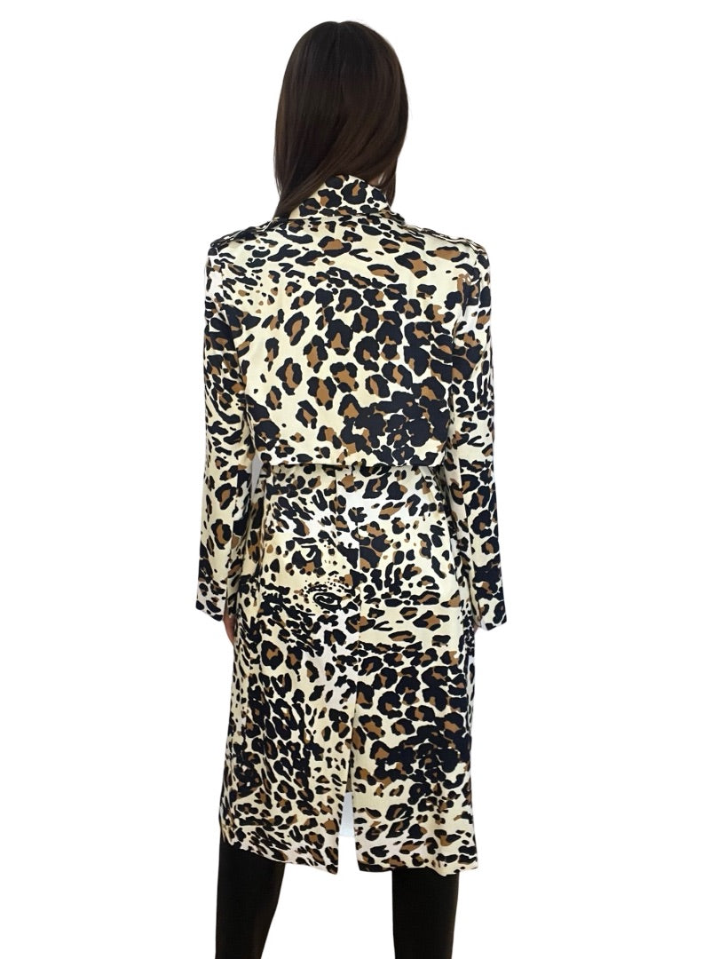 Carla Zampatti Off White 'La Dolce Vita' Leopard Trench. Size: 12