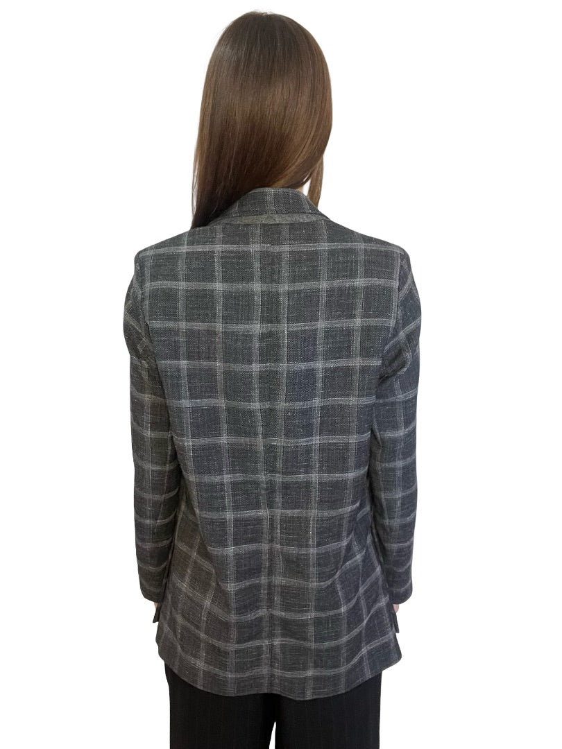 Rabens Saloner Slate Grey Check Blazer. Size: S
