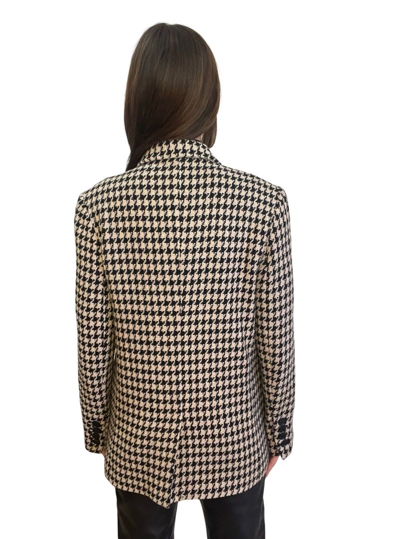 Anine Bing Black/Nude 'KAIA' Houndstooth Blazer. Size: S