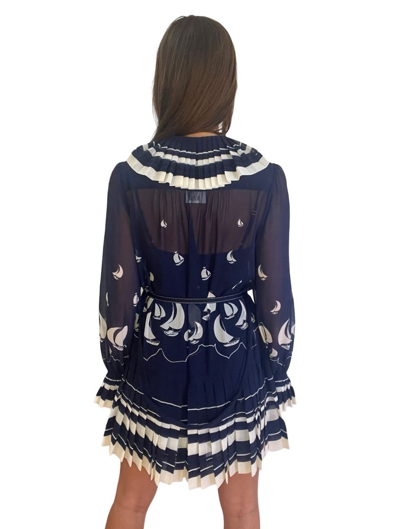 Zimmermann Navy Belted Knee Length Dress W Slip. Size: 2