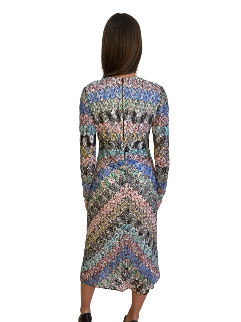Missoni Dal 1953 Multi-Colour Long Sleeve V Neck Dress. Size: 46