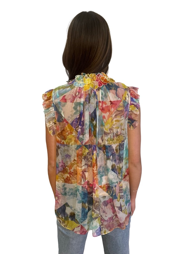 Zimmermann Multi-Colour High Tide Print Blouse. Size: 3