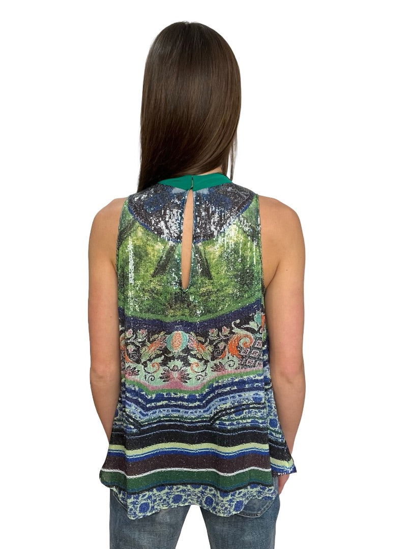 Clover Canyon Multi-Colour Sleeveless Sequin Top. Size: M