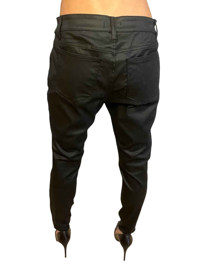 DL1961 Black Leather 'Emma Low Rise Skinny' Pants. Size: 32