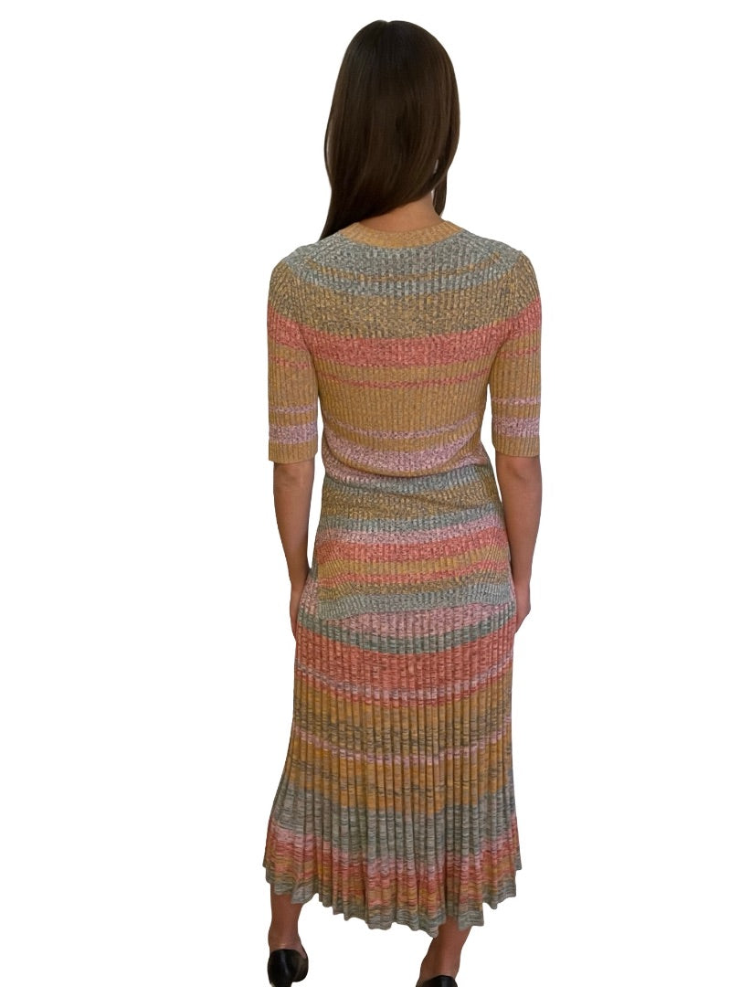 Zimmermann Multicoloured Ribbed Top & Skirt Set. Size: 0-2
