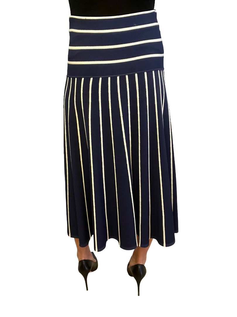 Zimmermann Navy Striped Midi Skirt. Size: UK 10