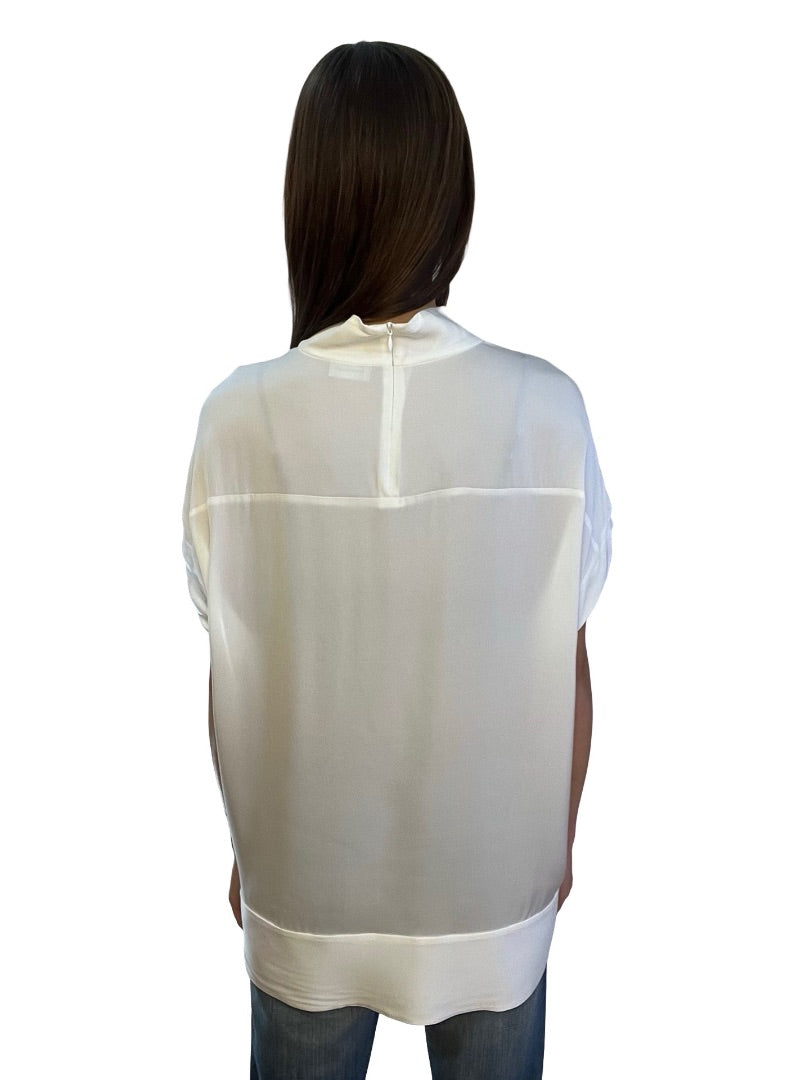 By Malene Birger White High Neck Blouse. Size: L-XL