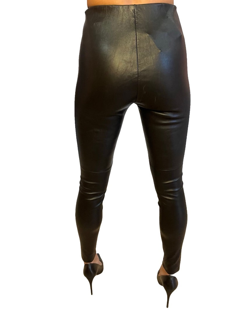 Skin & Threads Black Stretch Leather Leggings. Size: 1