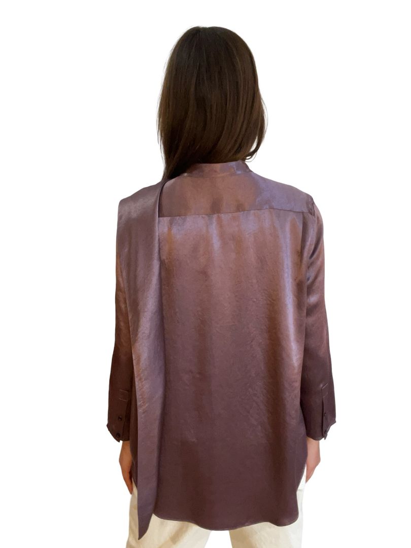 Acne Studios Purple Long Sleeve Loose Blouse w NeckTie Size: 8