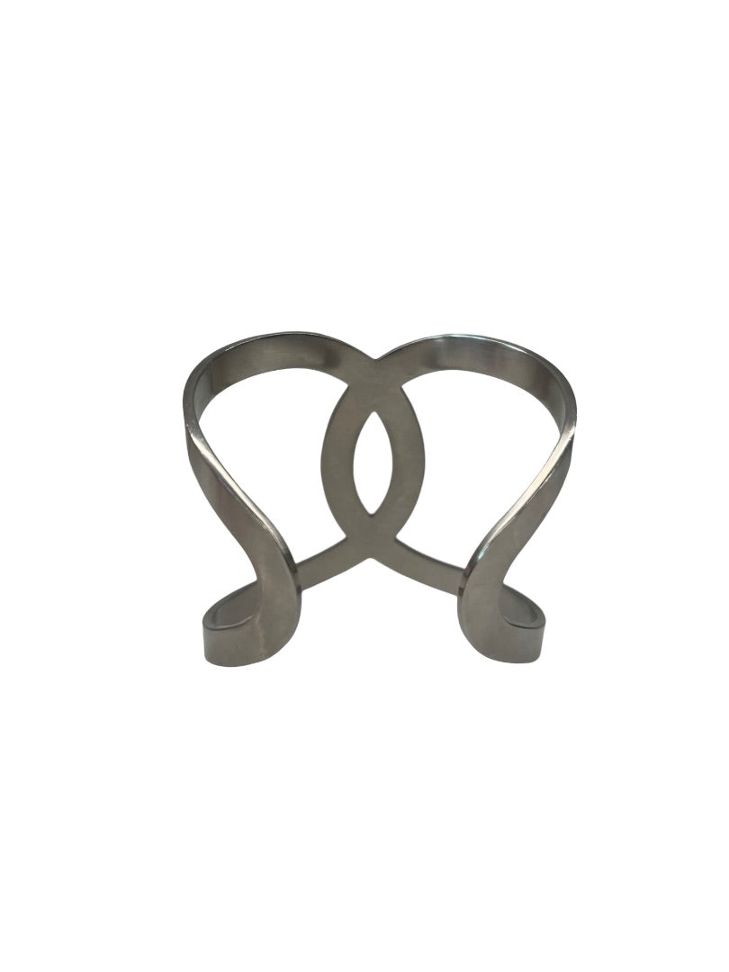 Chanel Silver CC Curve Cuff Bracelet. Size: OS