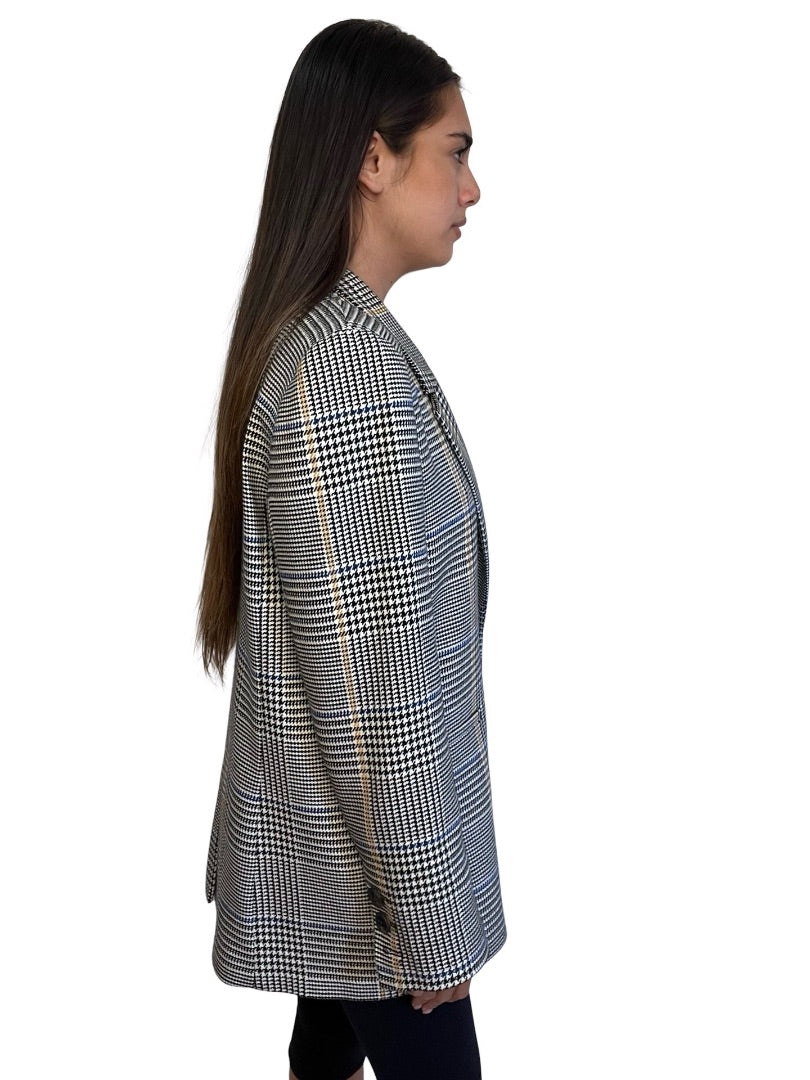 Anine Bing Neutral Madeleine Houndstooth Blazer. Size: M