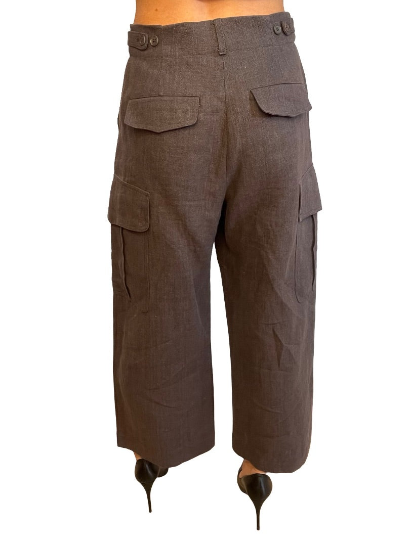 Scanlan Theodore Grey Linen Cargo Pants. Size: 8