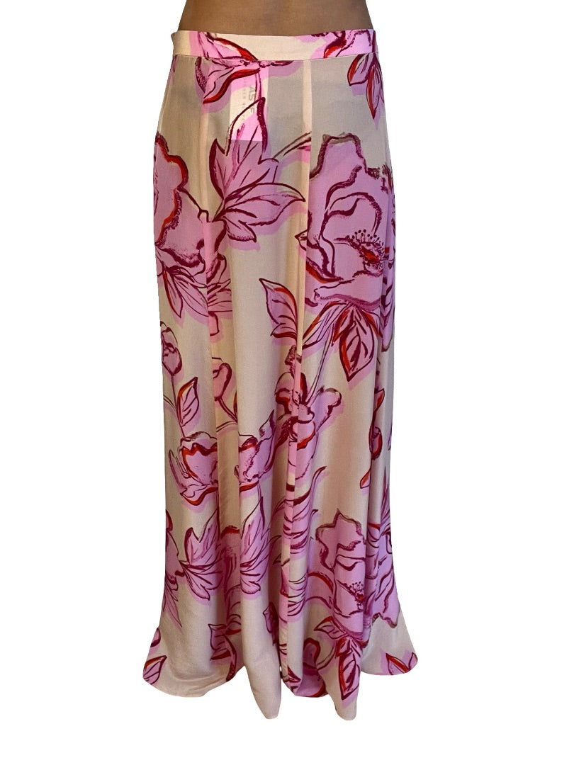 Manning Cartell Pink / Cream Floral Print Maxi Skirt. Size: 8