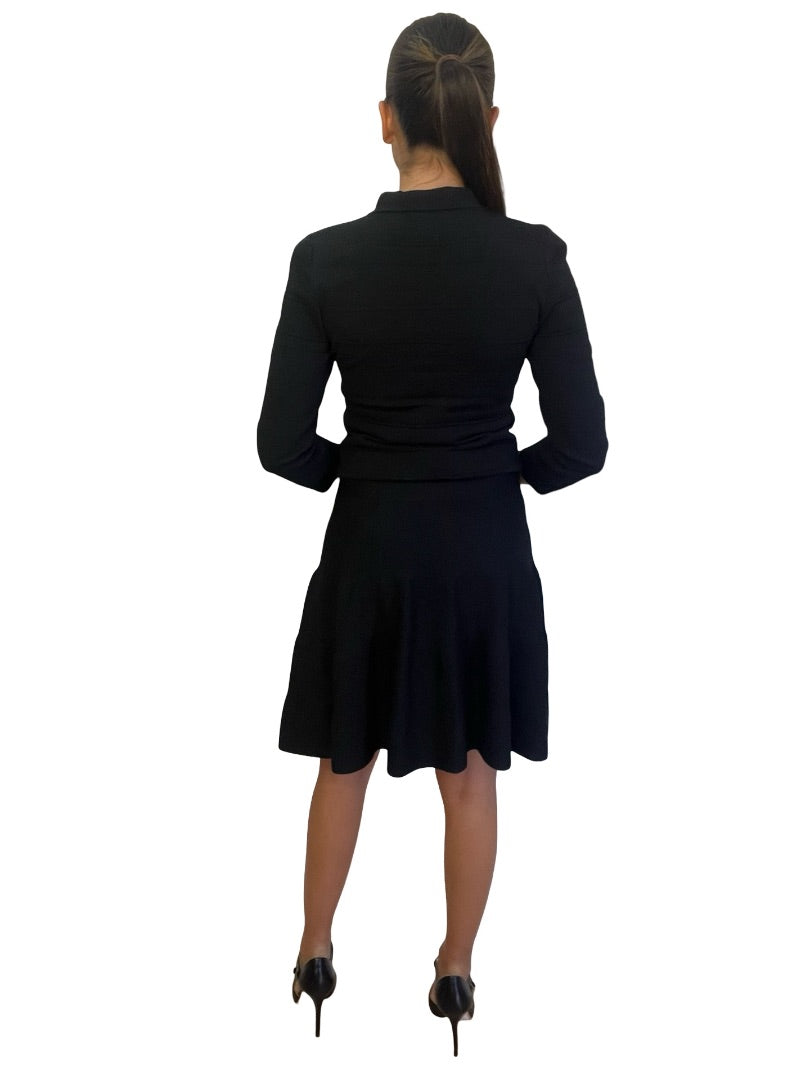 Scanlan Theodore Black A Line Long Sleeve Knit Dress. Size: M