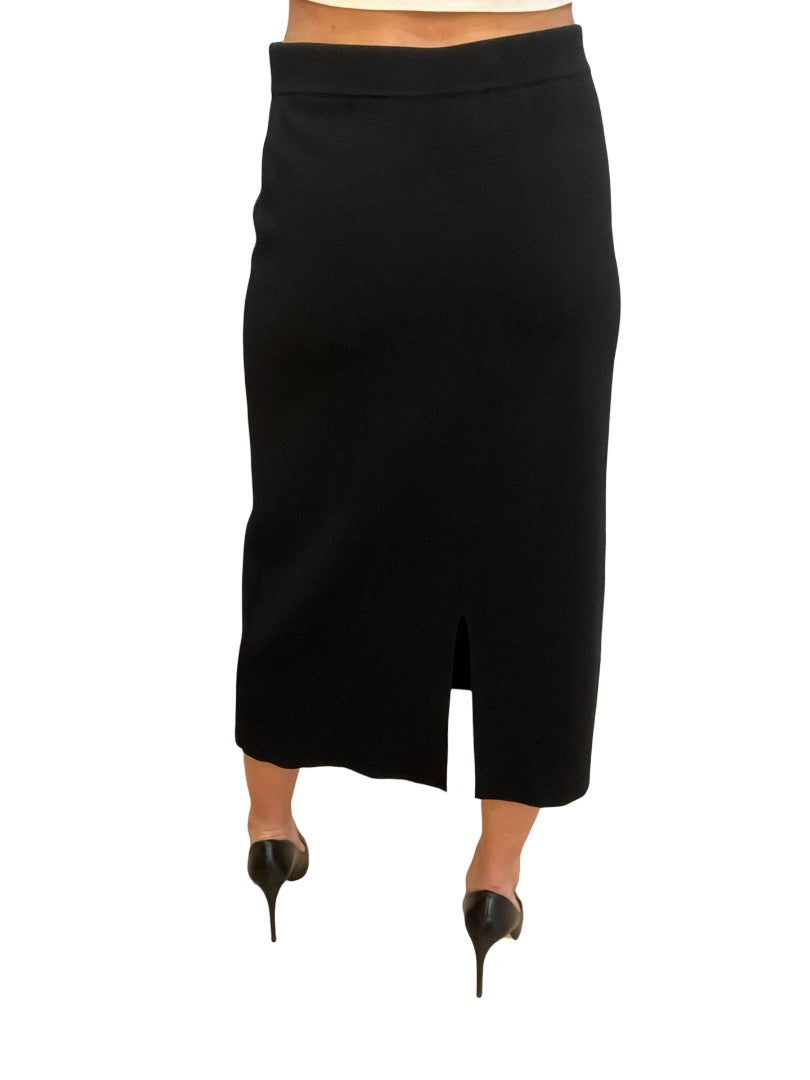 Husk Black Crepe Maxi Skirt w Slit. Size: L