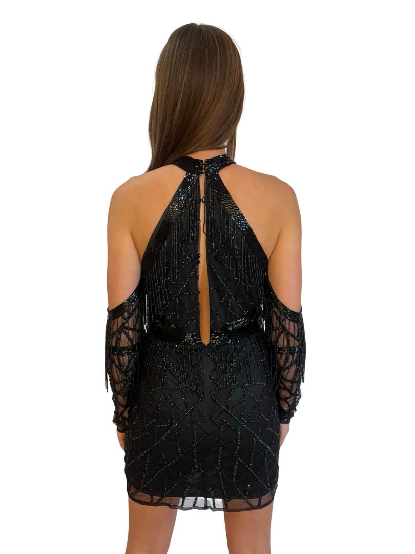 Madame X Black Ariana Sequin Mini Dress. Size: 10