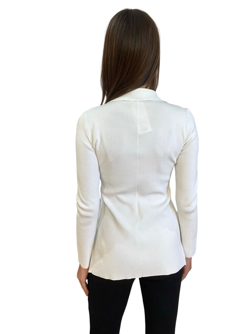 Scanlan Theodore White Crepe Knit Wrap Cardigan. Size: L